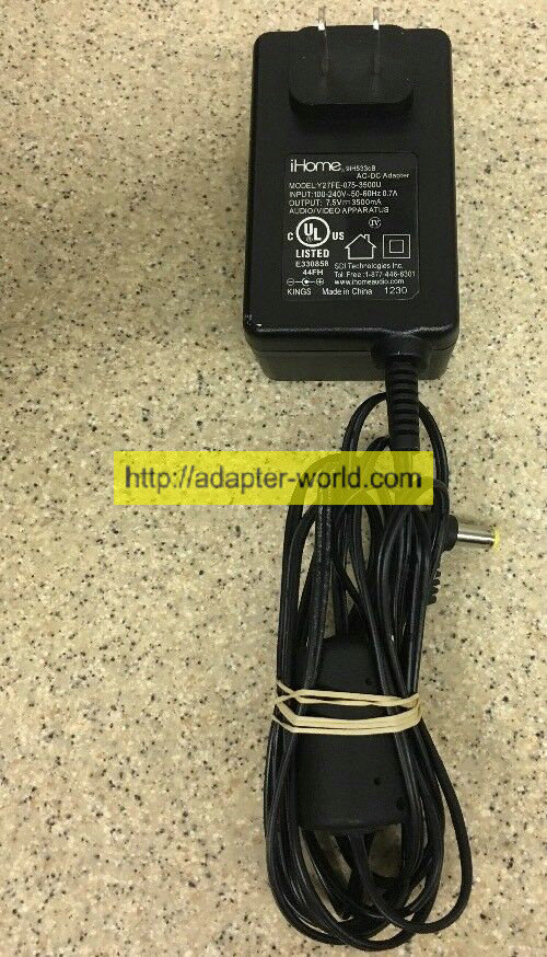 *100% Brand NEW* iHome 9IH508cB 7.5V 3500mA Y27FE-075-3500U/Y27FE-075-3500J AC Power Supply Adapter Charger Fr - Click Image to Close